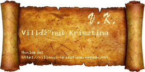 Villányi Krisztina névjegykártya